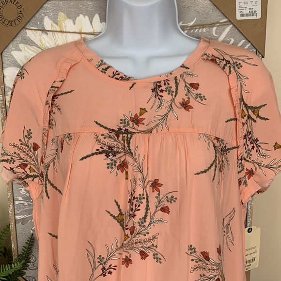Peach Floral Print Blouse M NEW! - Picture 4 of 10